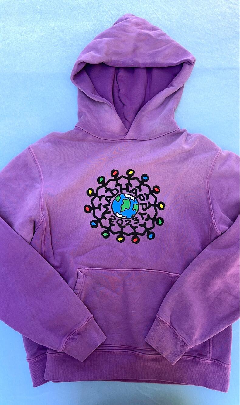 Madhappy Local Optimist Peace On Earth 6 Year Anniversary Hoodie Plum Purple M